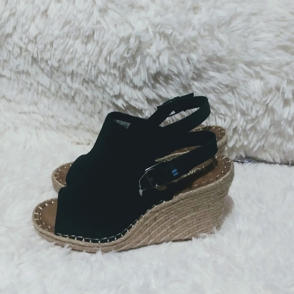 2×$40 Toms Black Oxford Woman's Monica Wedges - Picture 7 of 11